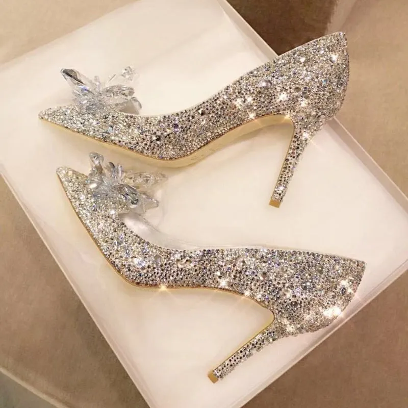Cinderella Shoes Rhinestone High Heels Women Pumps