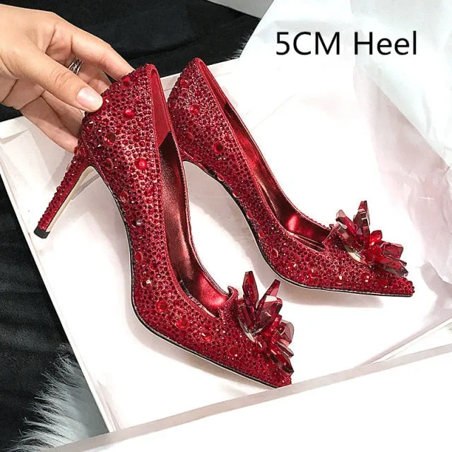 Cinderella Shoes Rhinestone High Heels Women Pumps