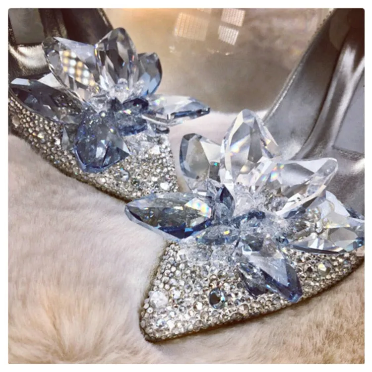 Cinderella Shoes Rhinestone High Heels Women Pumps