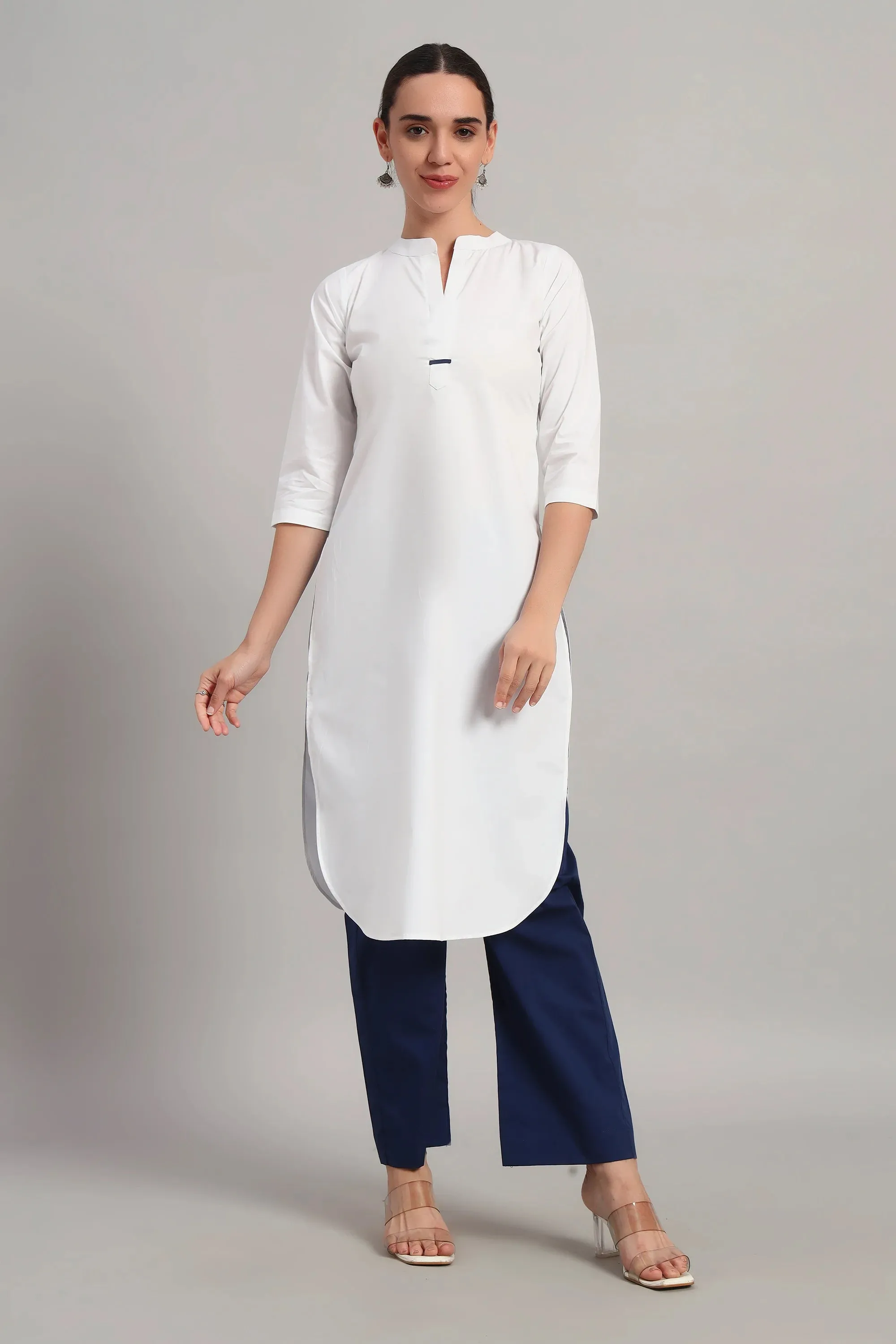 Classic Har Din, Kurta Set White & Bllue