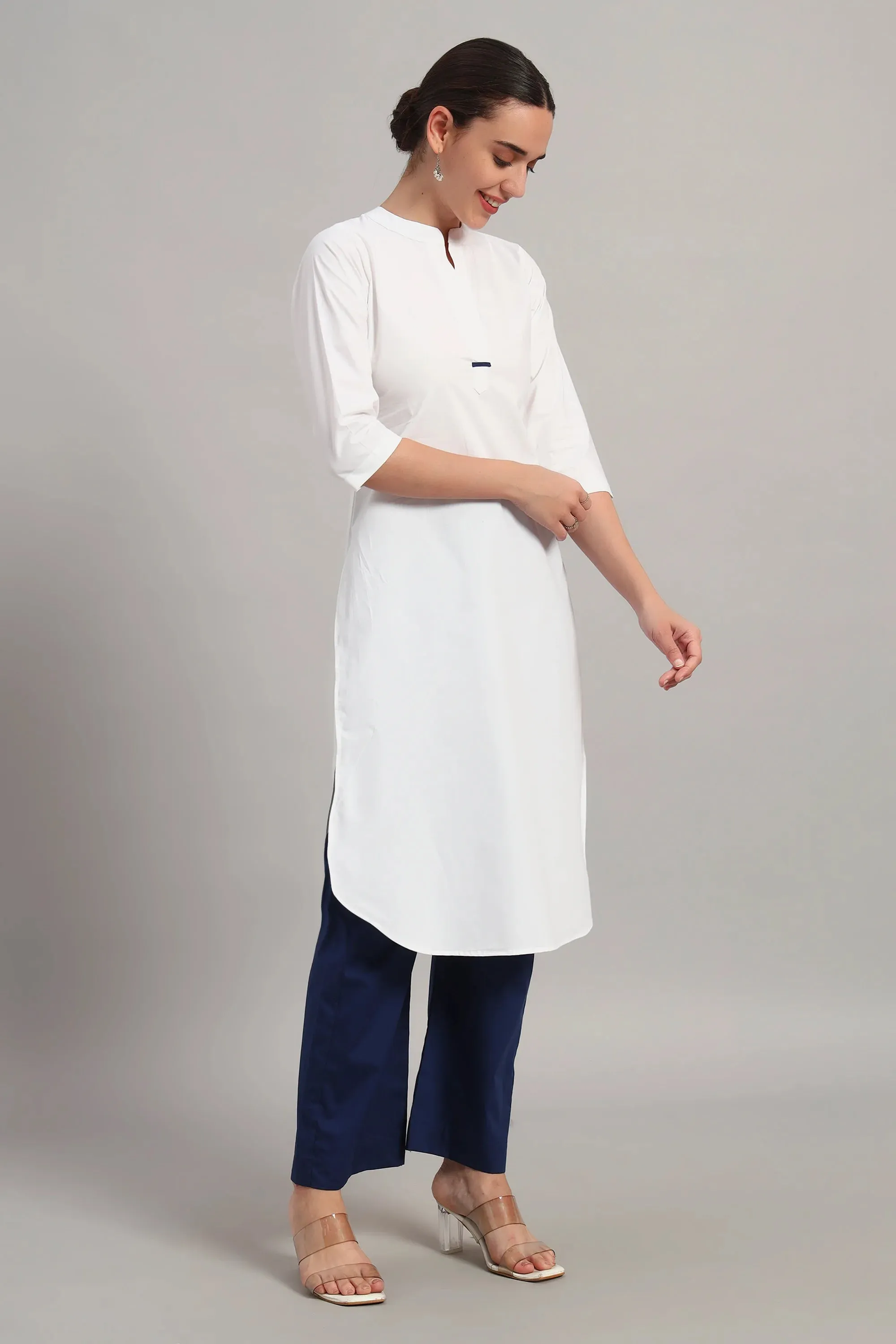 Classic Har Din, Kurta Set White & Bllue