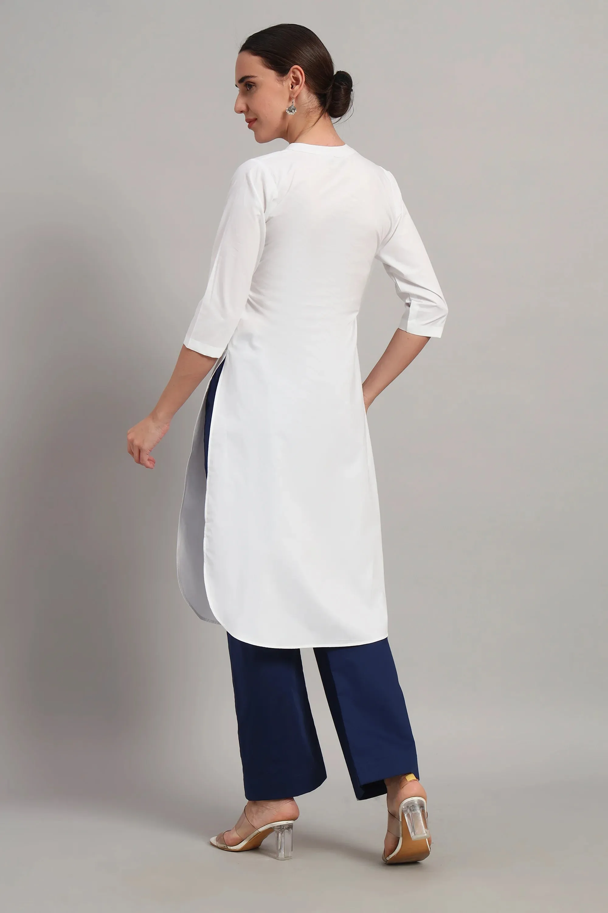 Classic Har Din, Kurta Set White & Bllue