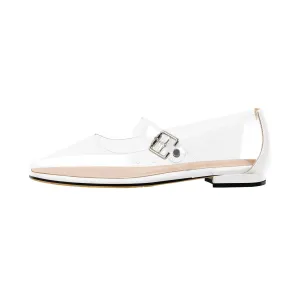 Clear Square Toe Buckle Flats