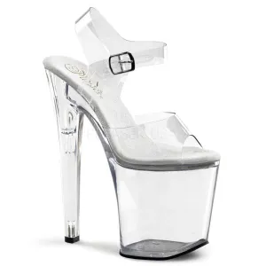 Clear - Xtreme 8" Heel with Strap - Size