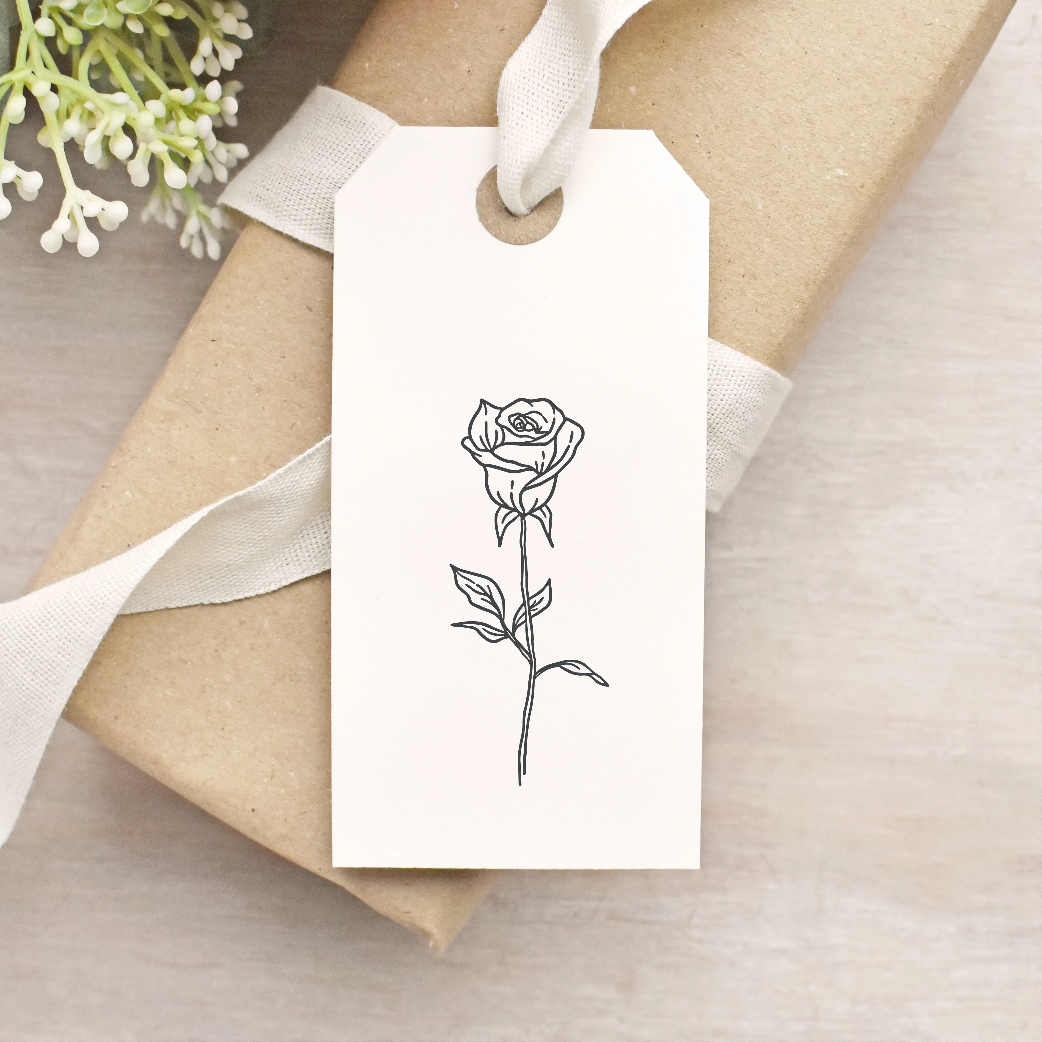 Closed Rose Bud Rubber Stamp