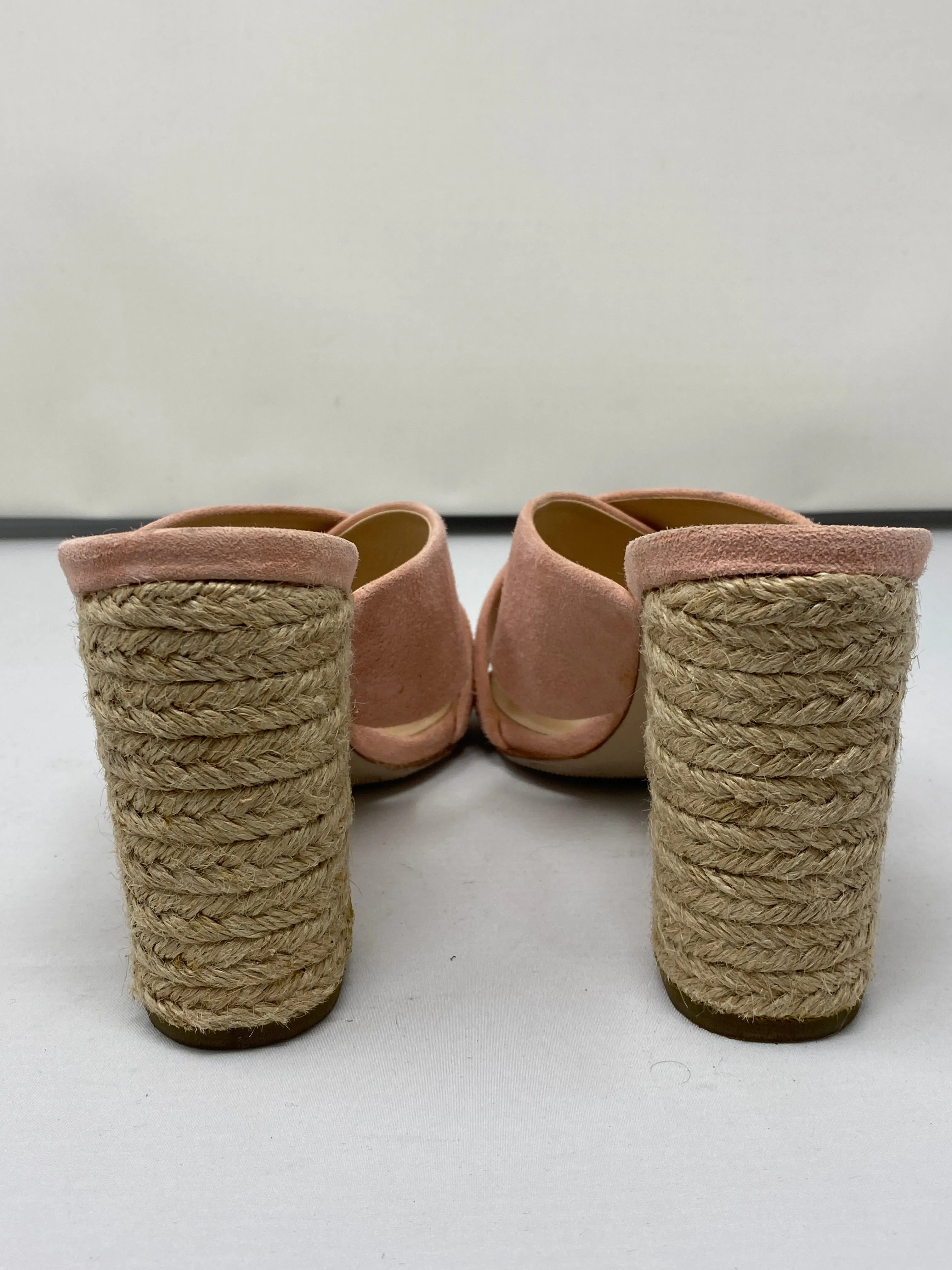 Club Monaco Suede/Goatskin CrissCross Sandal with Rope Heel