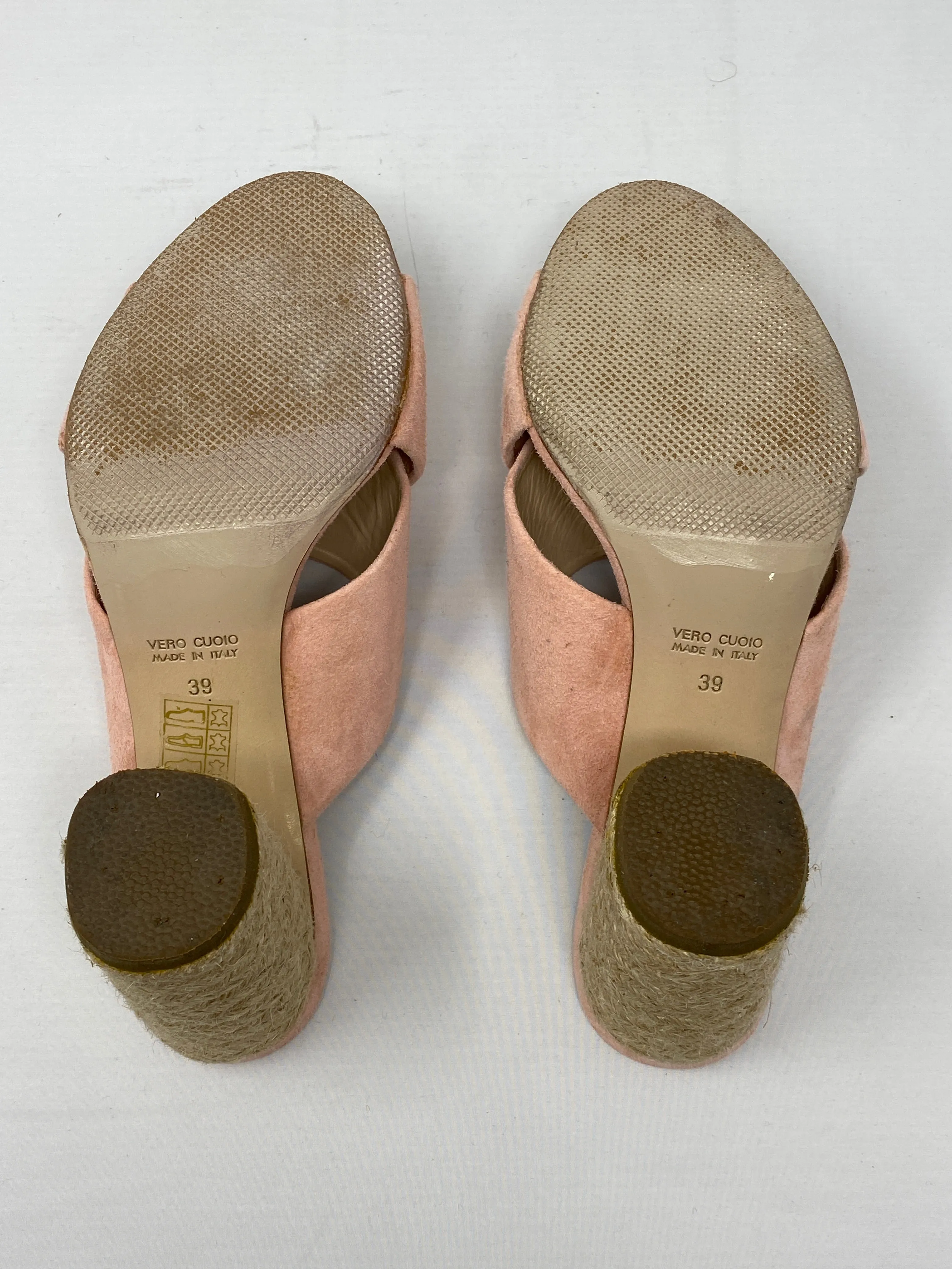 Club Monaco Suede/Goatskin CrissCross Sandal with Rope Heel
