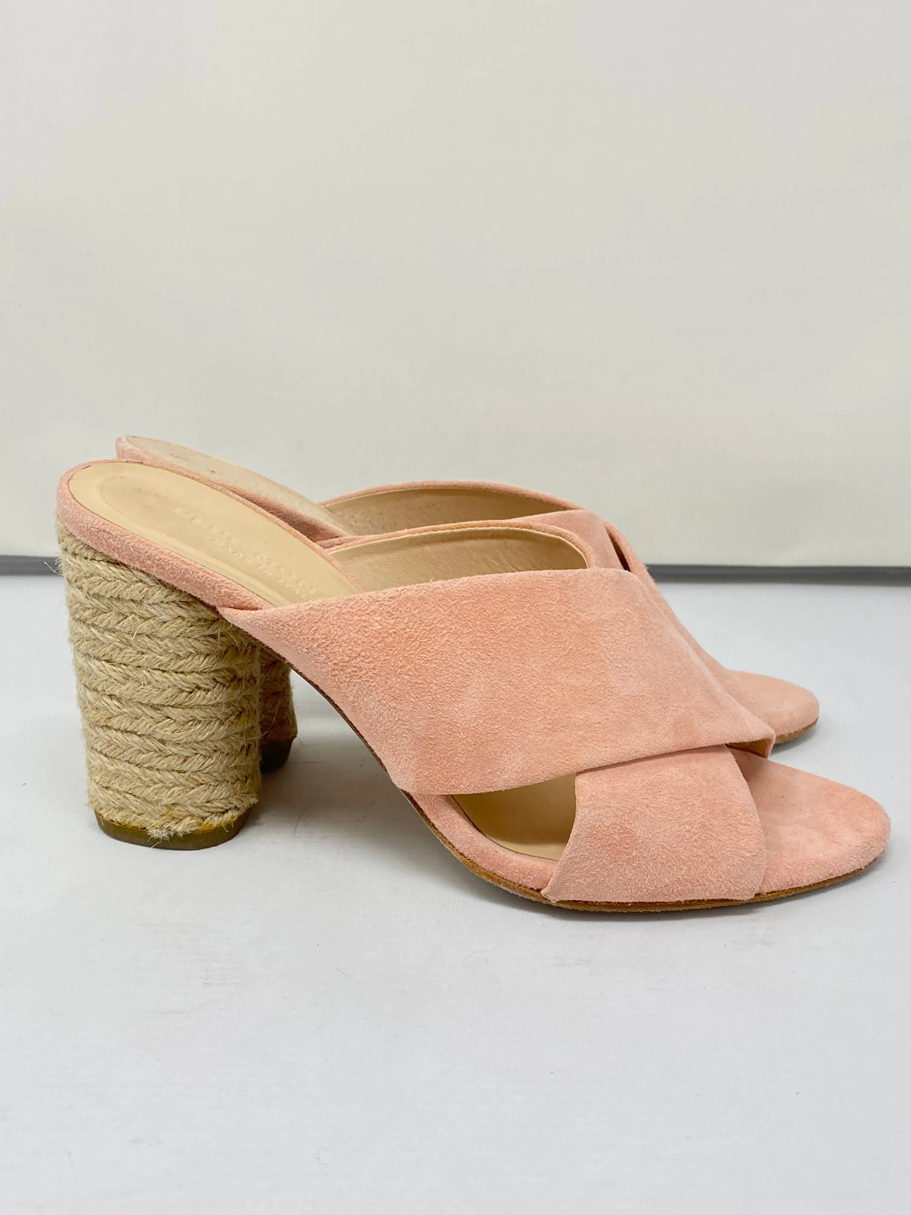 Club Monaco Suede/Goatskin CrissCross Sandal with Rope Heel