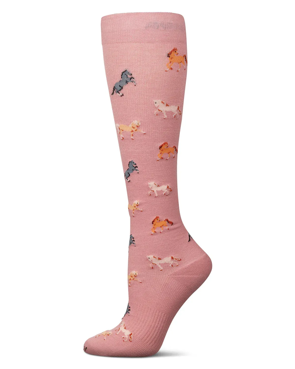 Compression Knee High Horses Mauve Socks