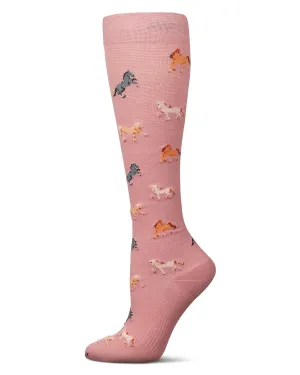 Compression Knee High Horses Mauve Socks