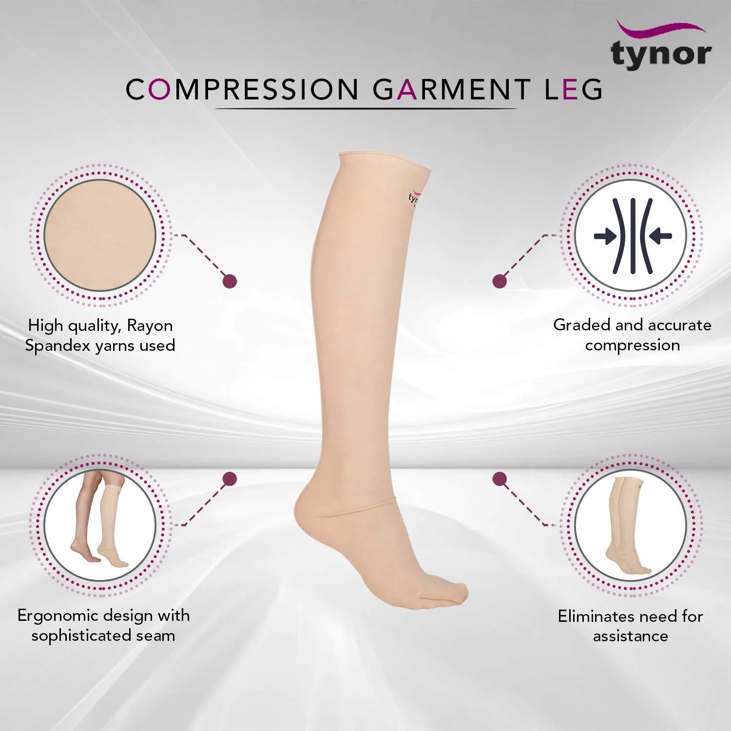 Compression Stockings Leg Below Knee (Closed Toe) 20-30mmHg