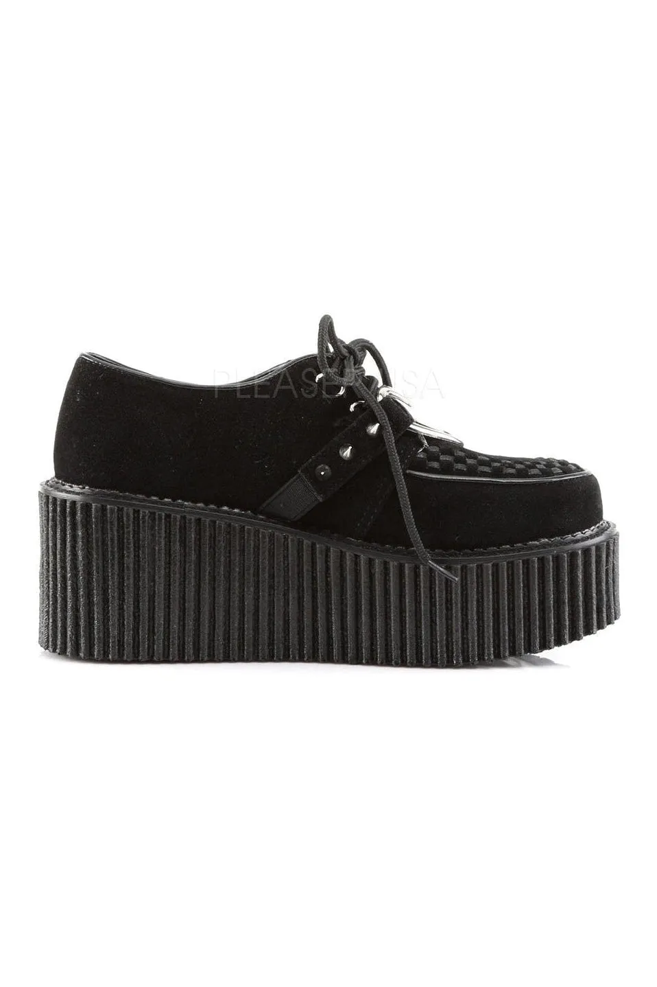 CREEPER-206 Demonia Shoe | Black Fabric