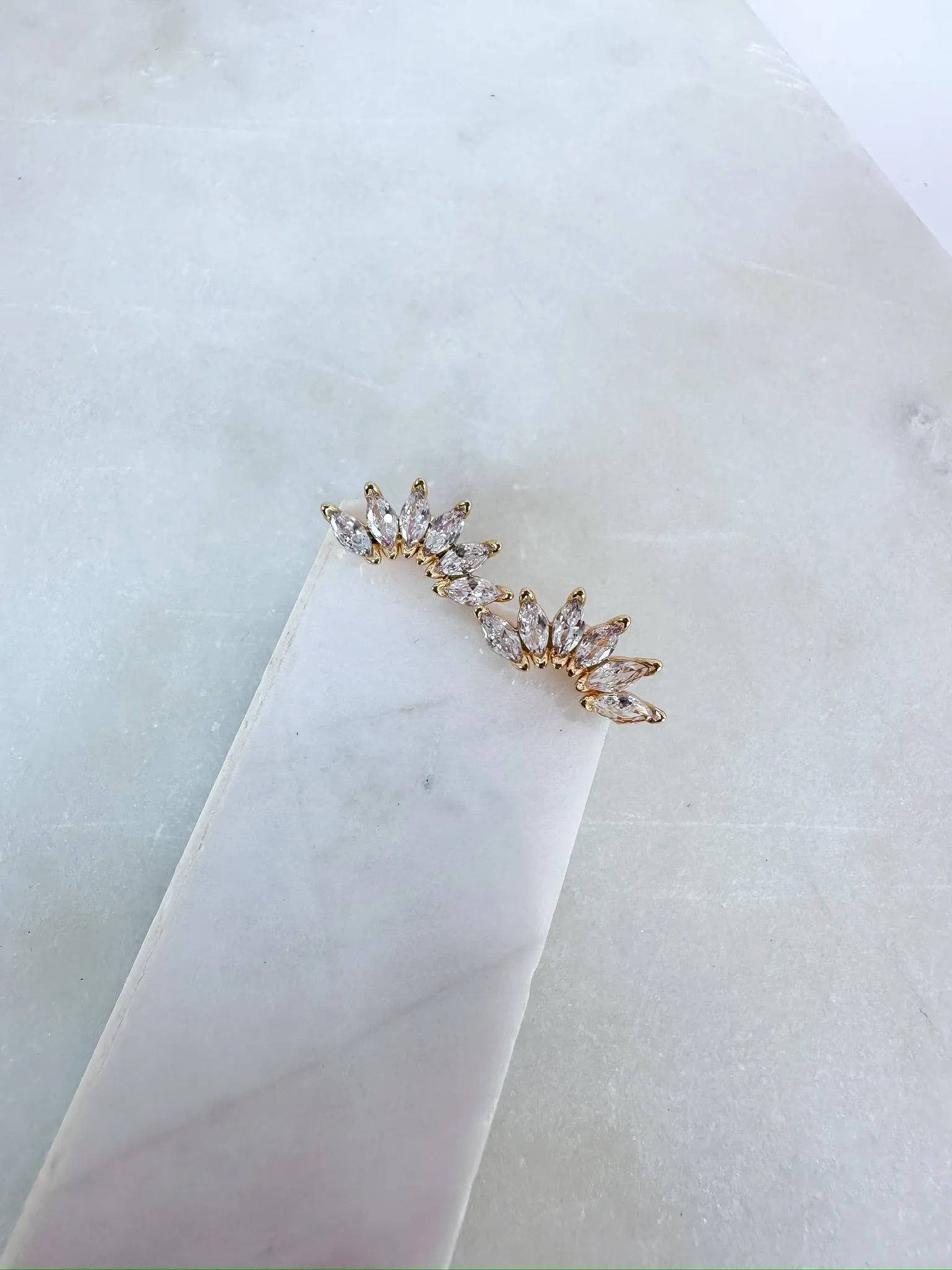 Crystal Fan Arc Stud Earrings