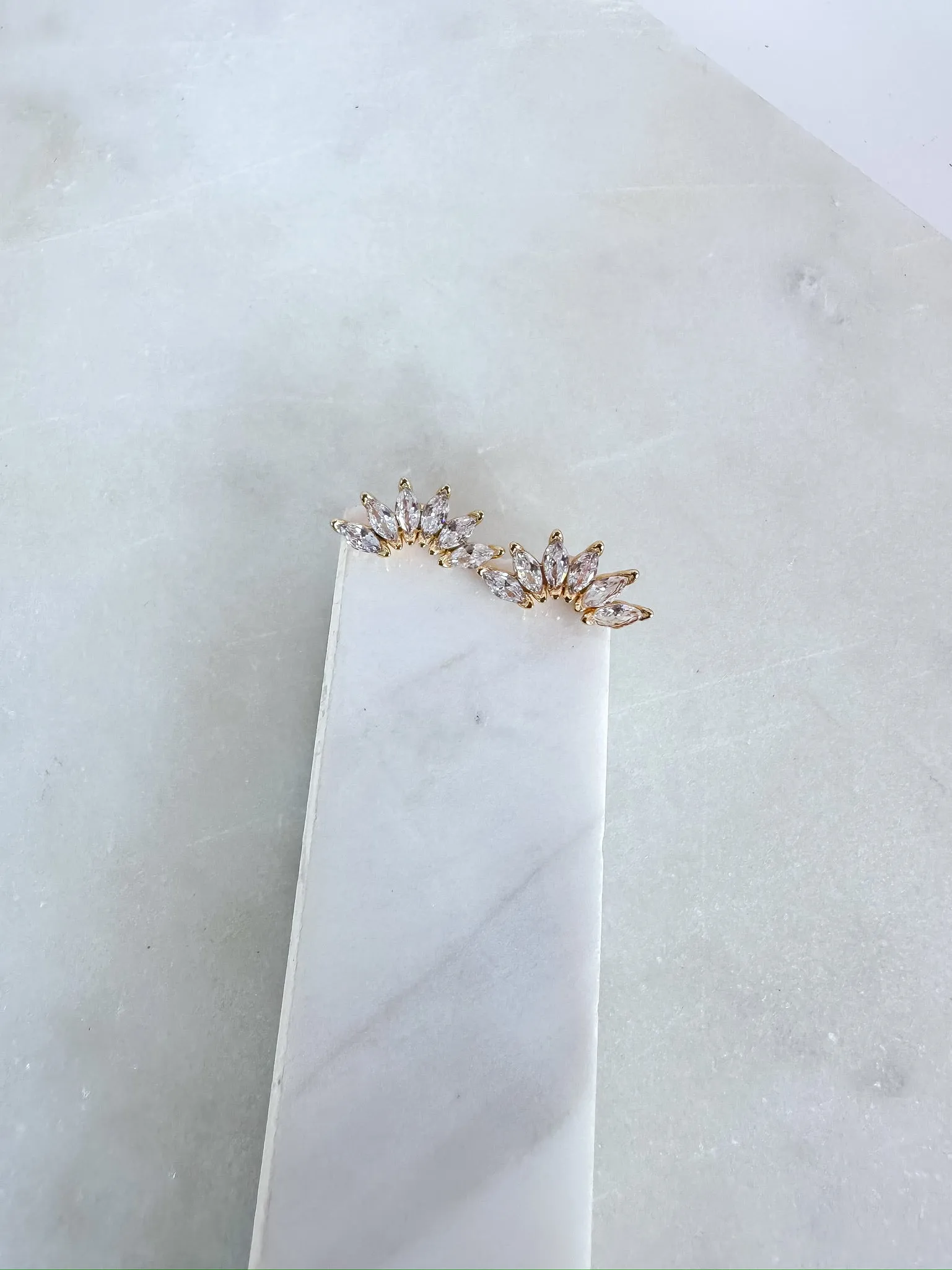 Crystal Fan Arc Stud Earrings
