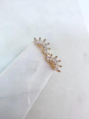 Crystal Fan Arc Stud Earrings
