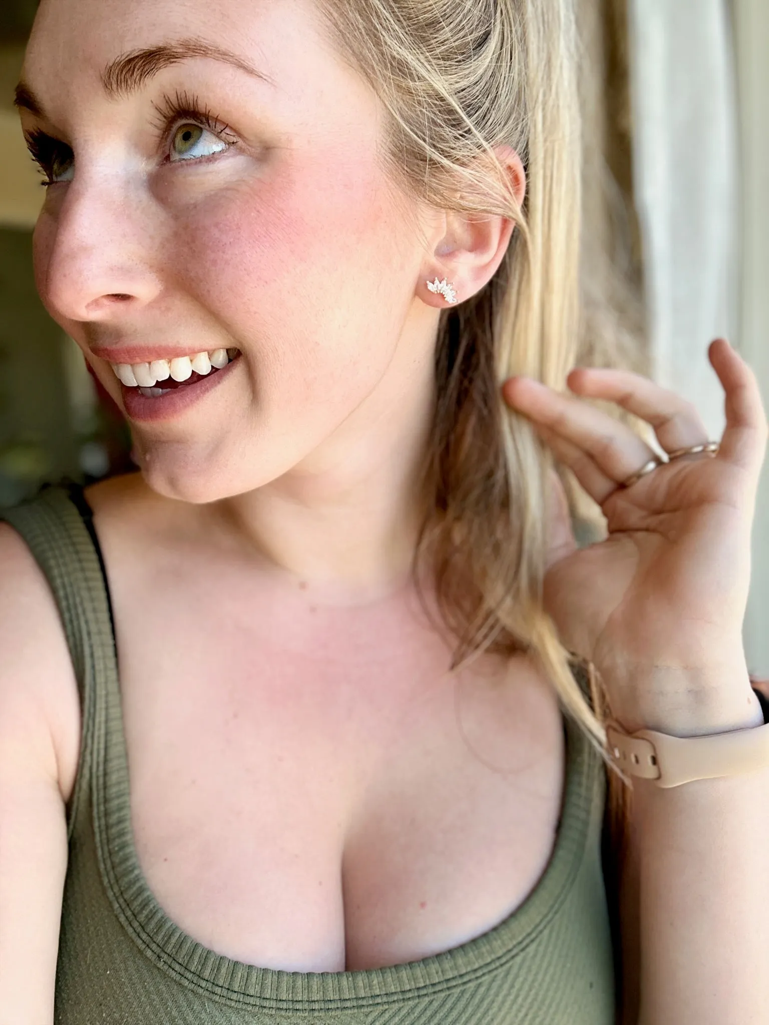 Crystal Fan Arc Stud Earrings