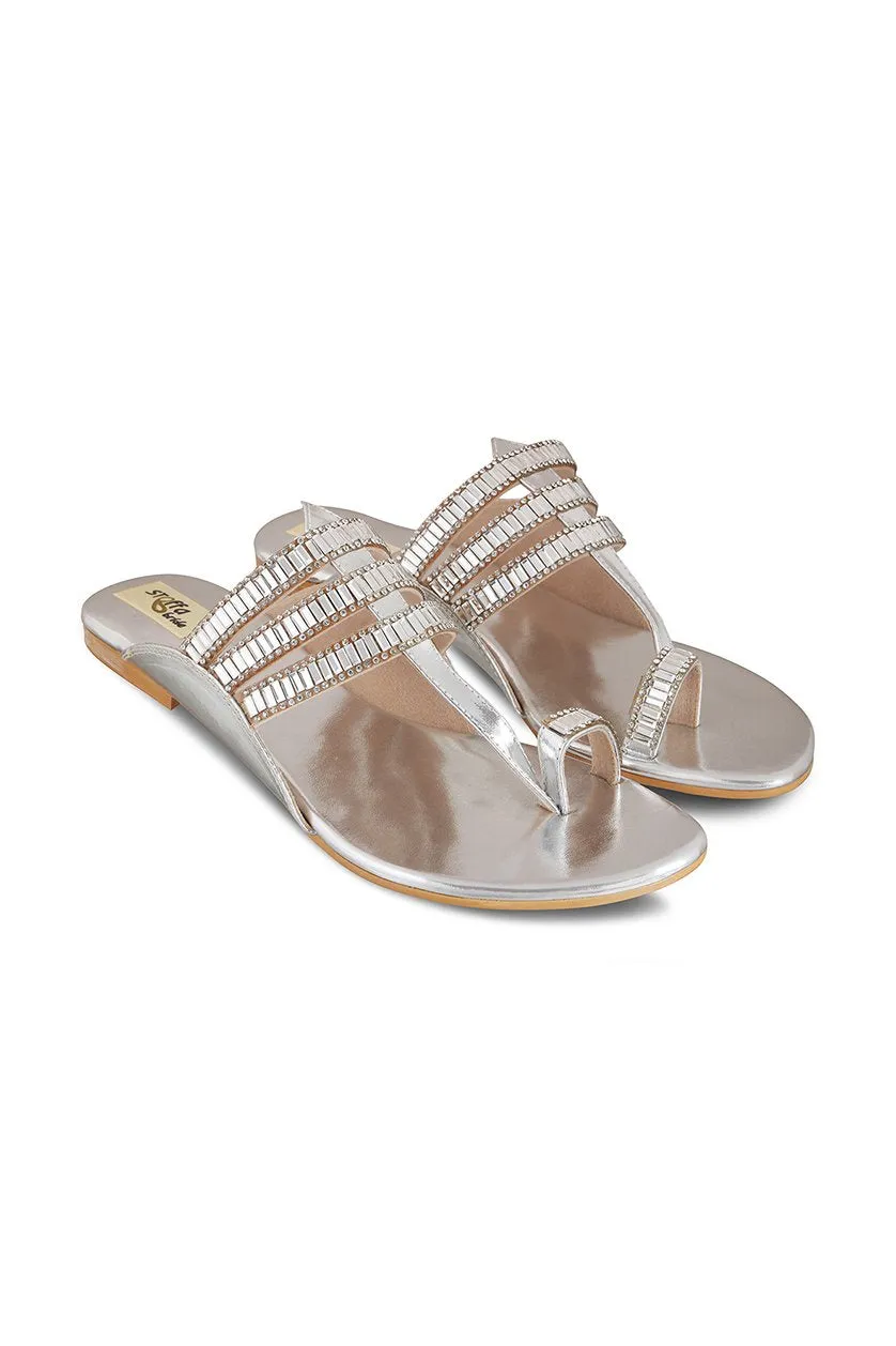 Crystal K Flats Silver