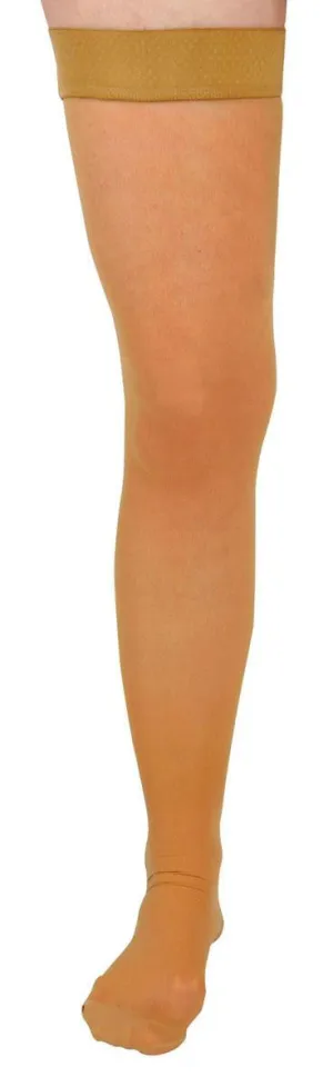 CURAD Thigh-High Compression Hosiery with 15-20 mmHg, Tan, Size D, Regular