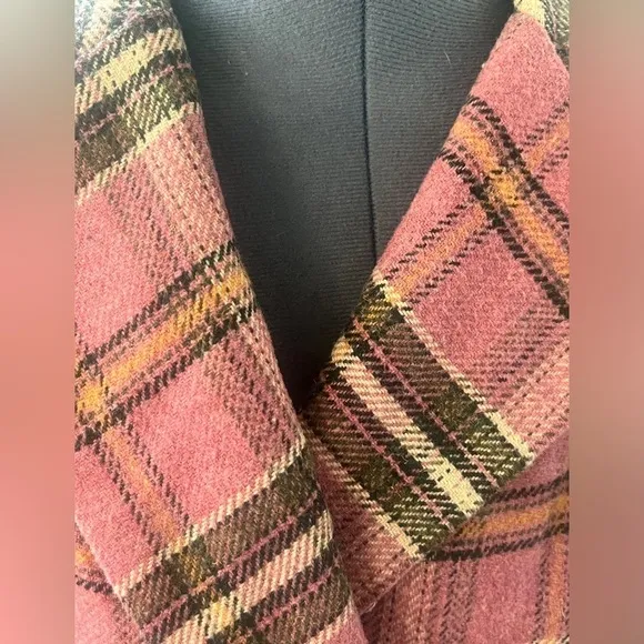 Davi &amp; Dani Sz Small  Pink Houndstooth Plaid Double Breasted Button Coat Jacket
