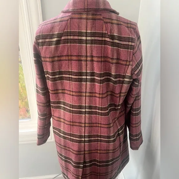 Davi &amp; Dani Sz Small  Pink Houndstooth Plaid Double Breasted Button Coat Jacket