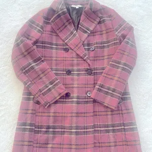 Davi &amp; Dani Sz Small  Pink Houndstooth Plaid Double Breasted Button Coat Jacket