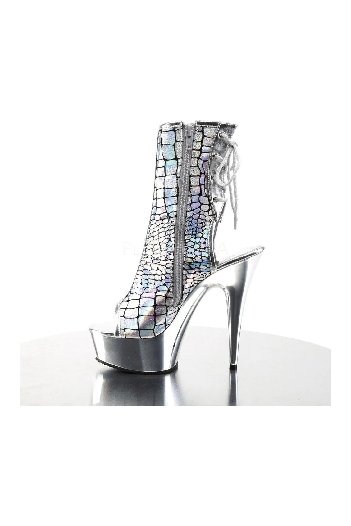 DELIGHT-1018HG Platform Boot  | Silver Faux Leather