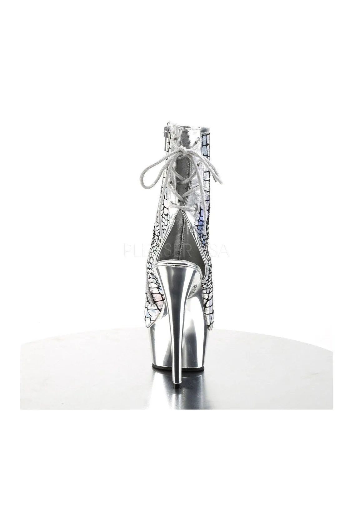 DELIGHT-1018HG Platform Boot  | Silver Faux Leather