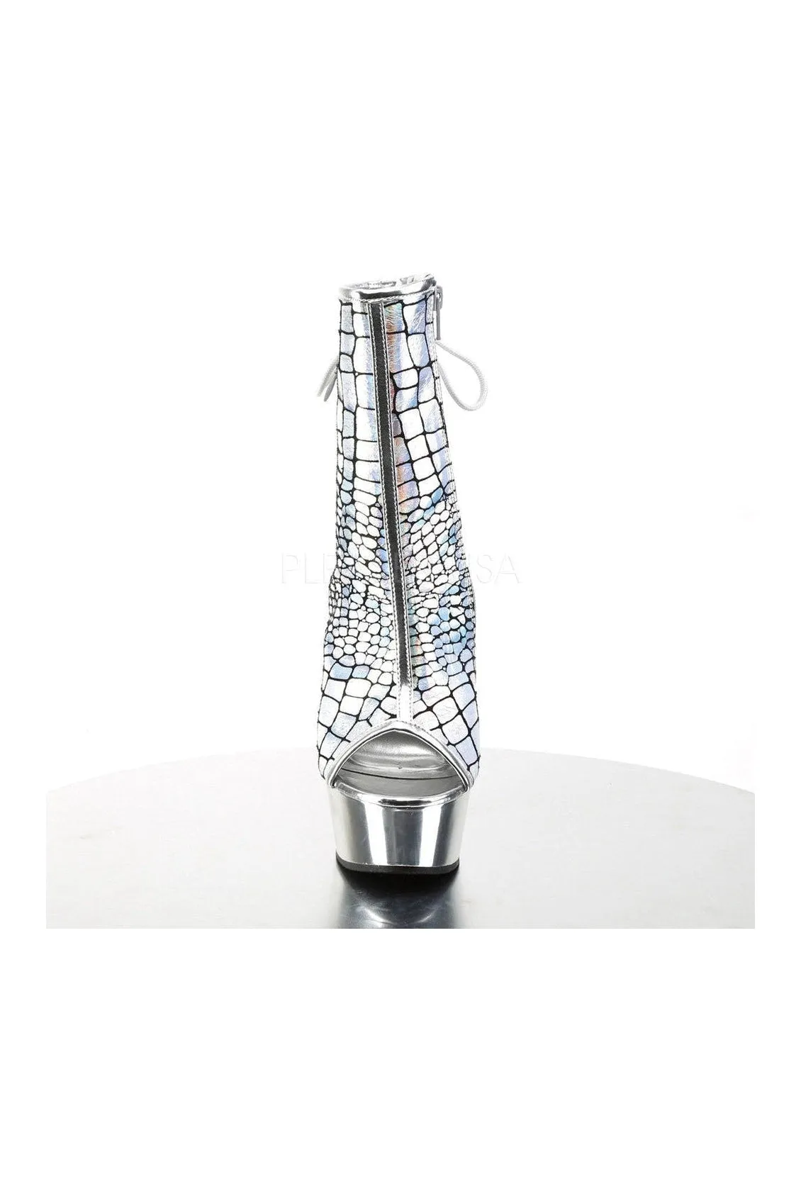 DELIGHT-1018HG Platform Boot  | Silver Faux Leather