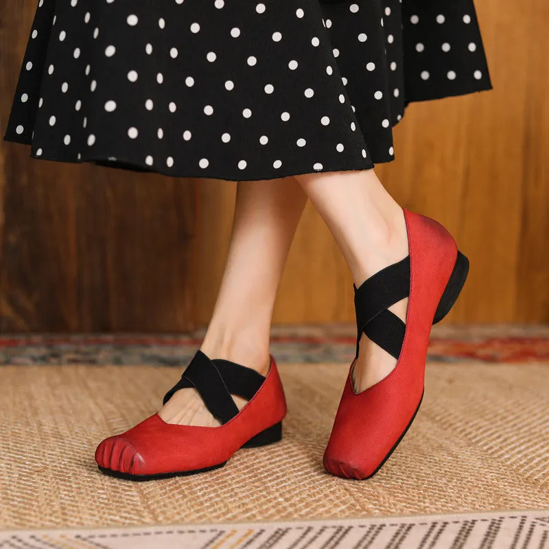 Demi Red Square toe Ballet Flats