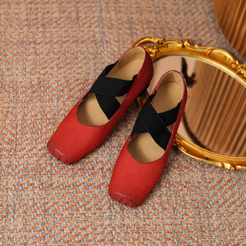 Demi Red Square toe Ballet Flats