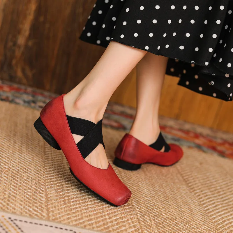 Demi Red Square toe Ballet Flats