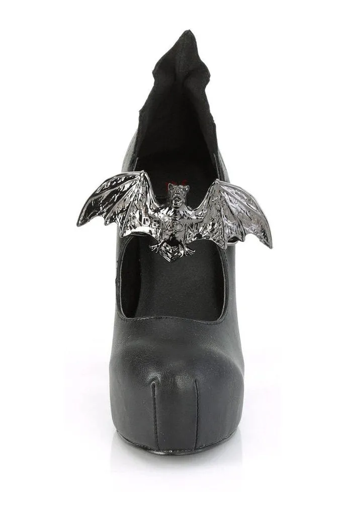 DEMON-18 Mary Jane | Black Faux Leather
