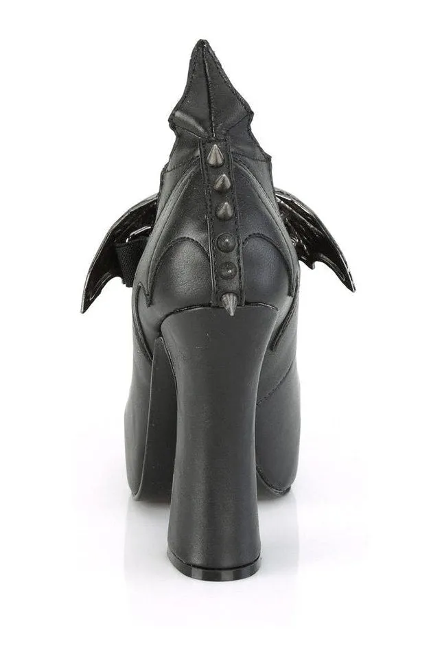 DEMON-18 Mary Jane | Black Faux Leather