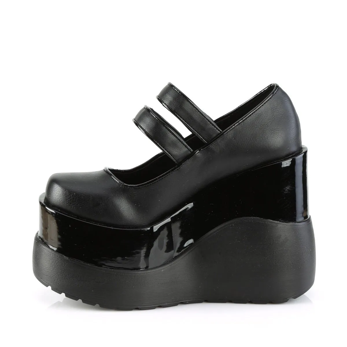 Demonia VOID-37 | Black Vegan Leather & Patent Leather Mary Janes
