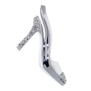 Diamond High Heel Shoe Pendant, 0.32CT in 14K White Gold