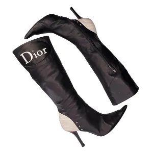 Dior Black Logo Moto Boots