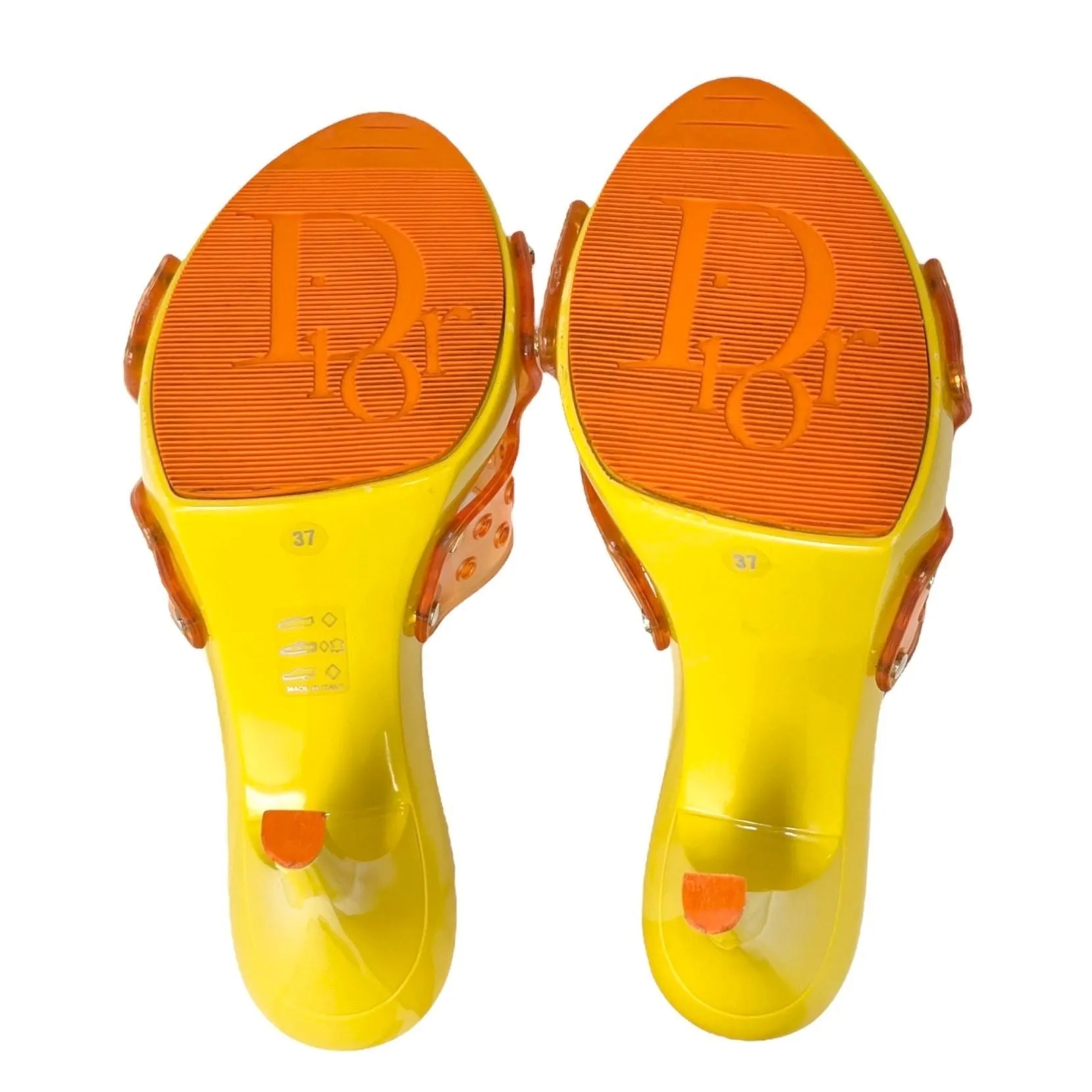 Dior Yellow/Orange Logo Platform Heels