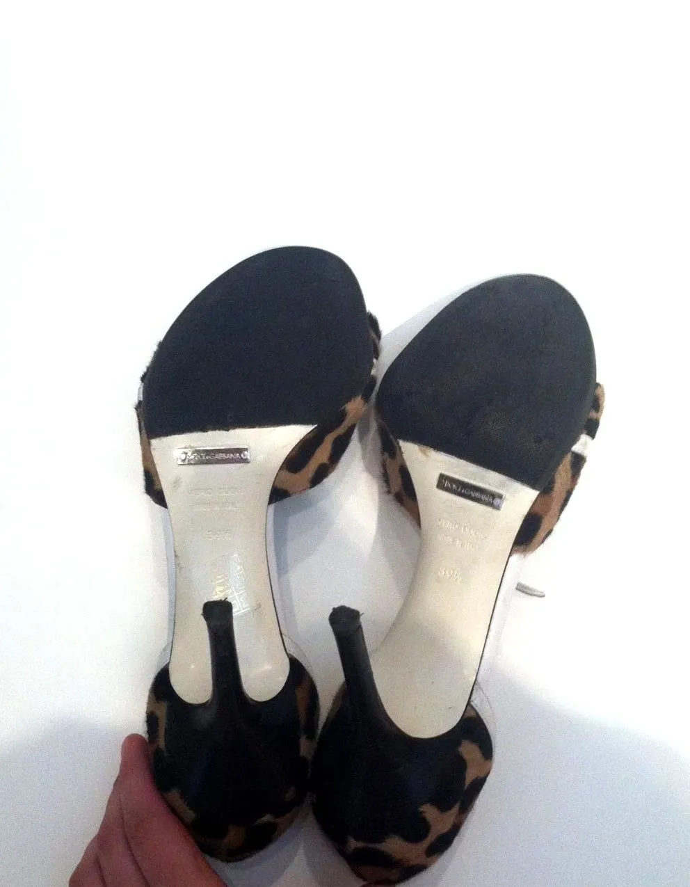 DOLCE & GABBANA Open Toe Leopard Print Heels Size 9
