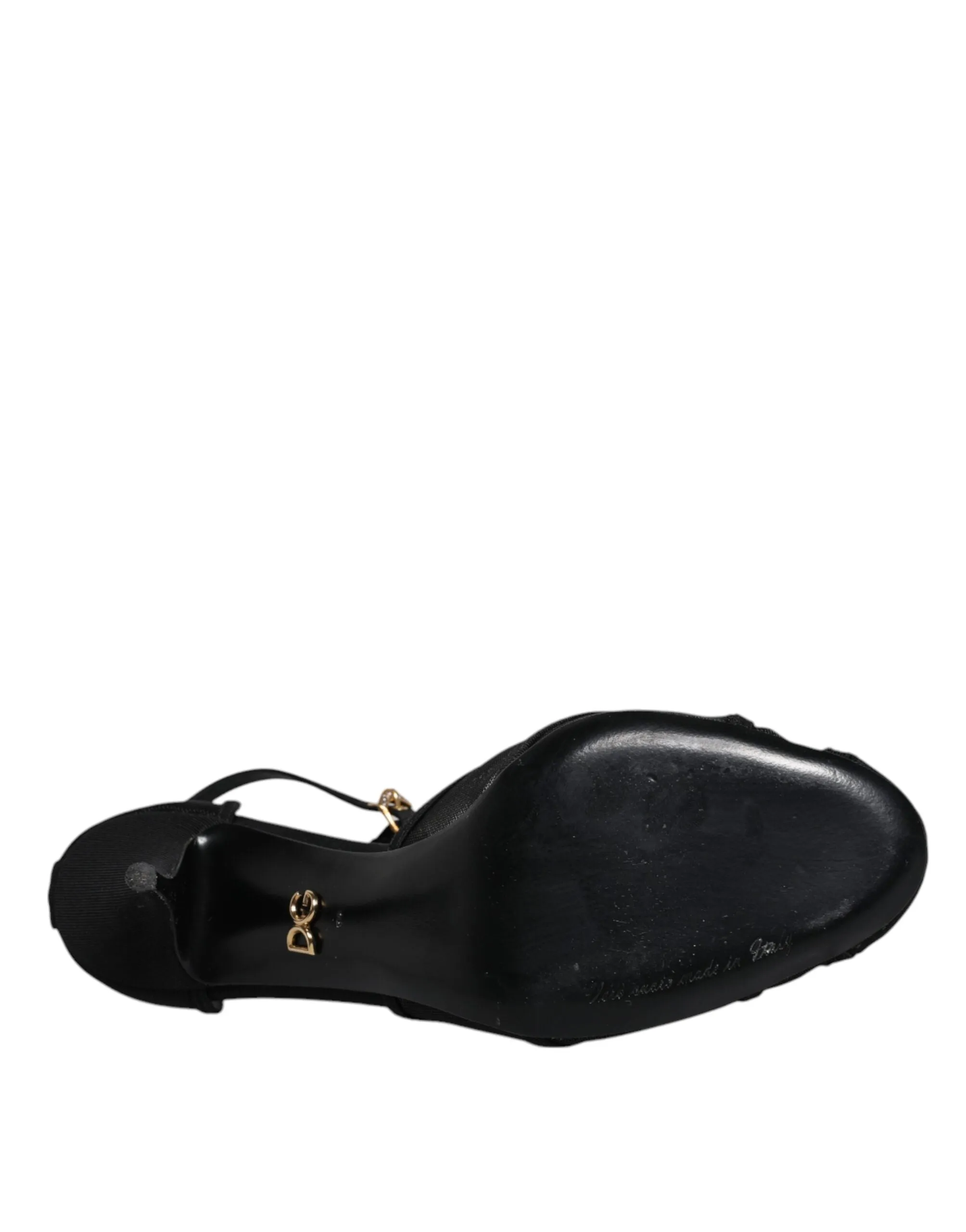 Dolce&Gabbana Women Black Sandals Nylon Mesh Solid Ankle Strap Heel Shoes EUR 39