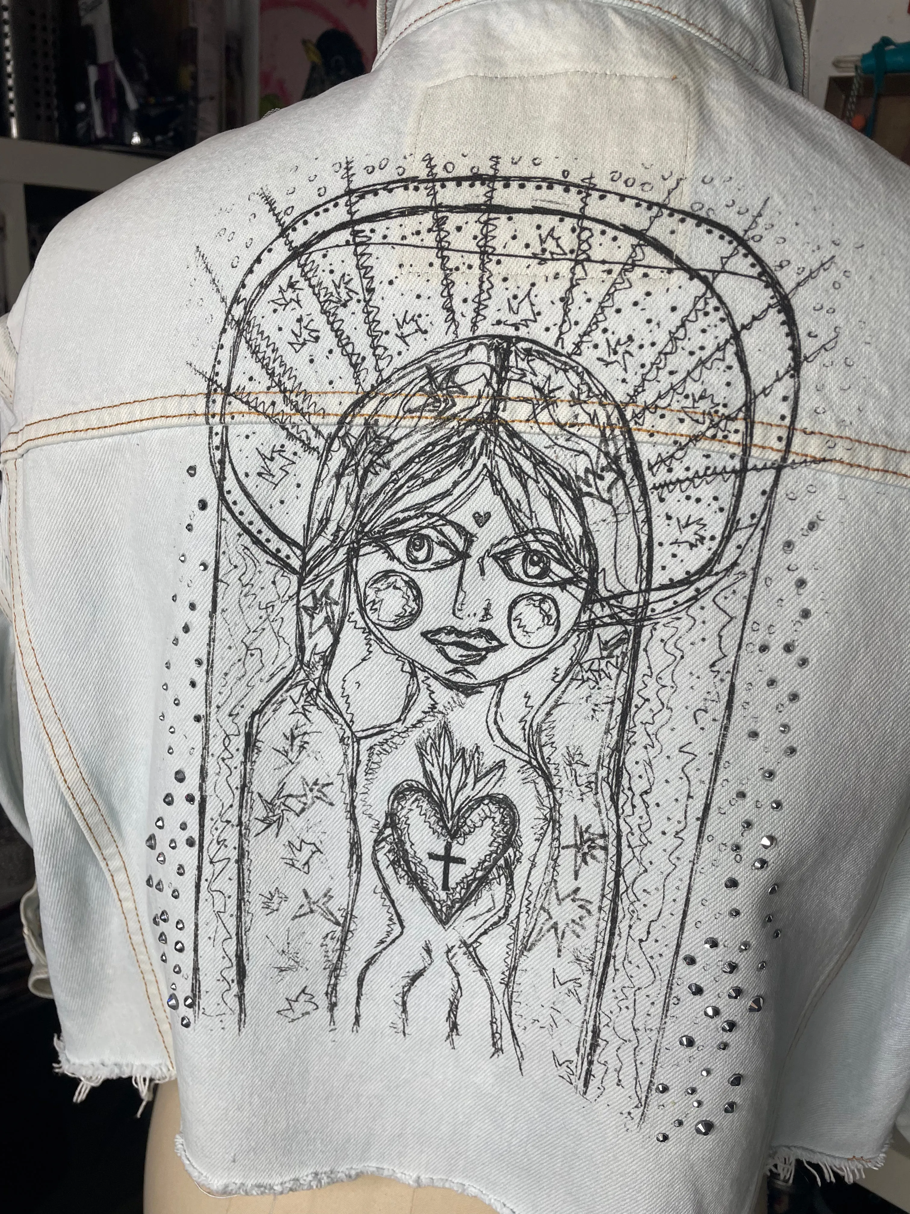Dreaming Mary blessed torero  Denim Jacket.