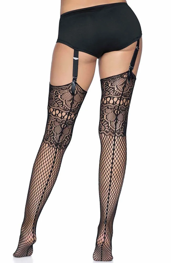 Dual net thigh highs with backseam