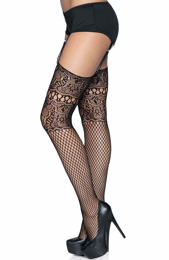 Dual net thigh highs with backseam