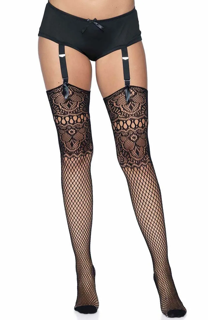 Dual net thigh highs with backseam