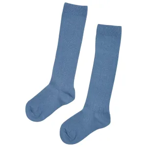 DUSTY BLUE RIBBED HIGH SOCKS