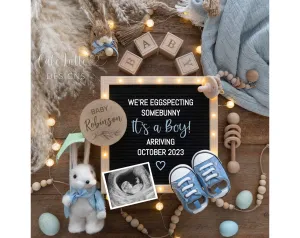 Easter Boy Gender Reveal For Social Media, Eggspecting Somebunny Its A Boy