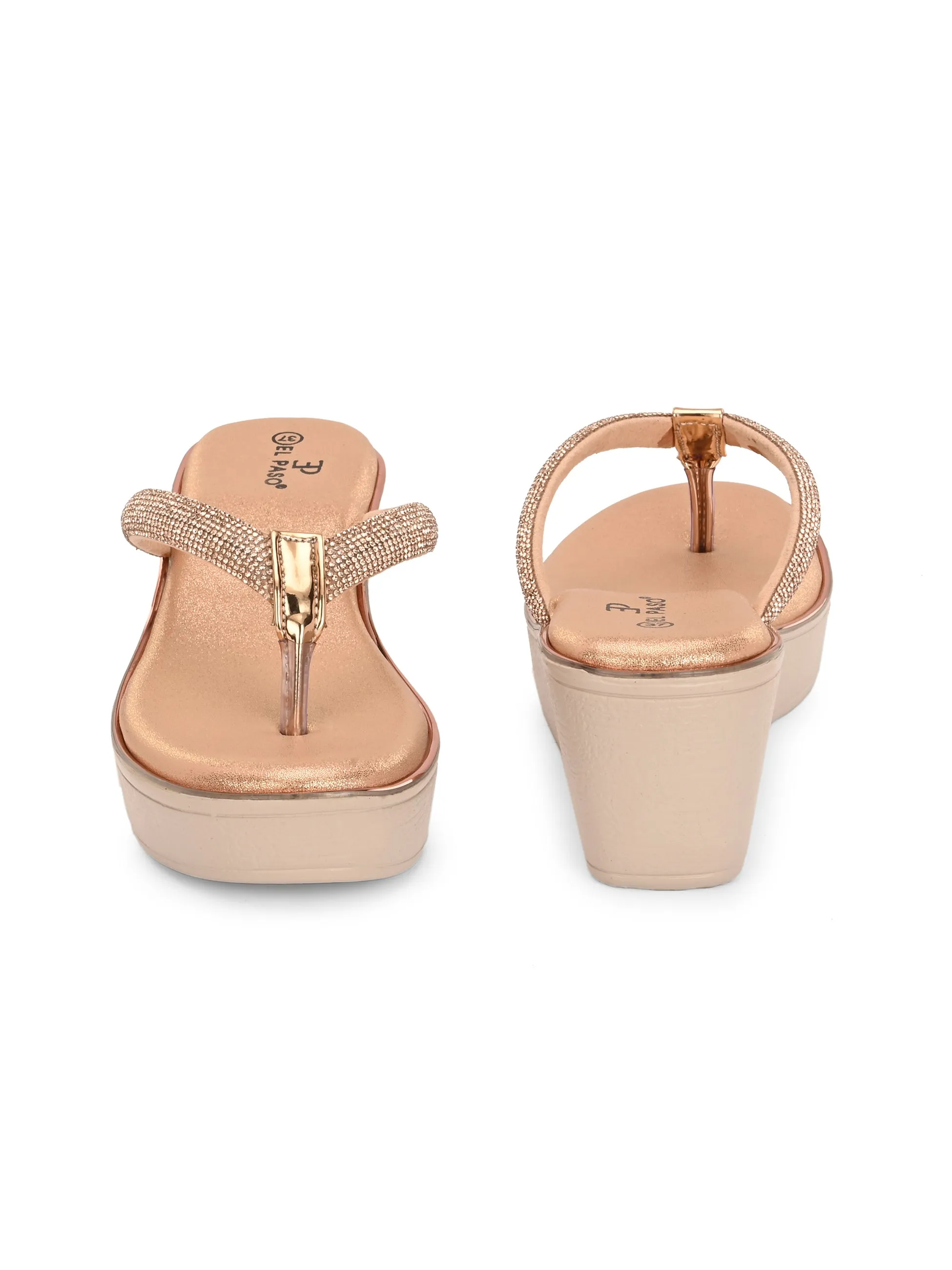 El Paso Women Embellished Wedge Heel Sandals