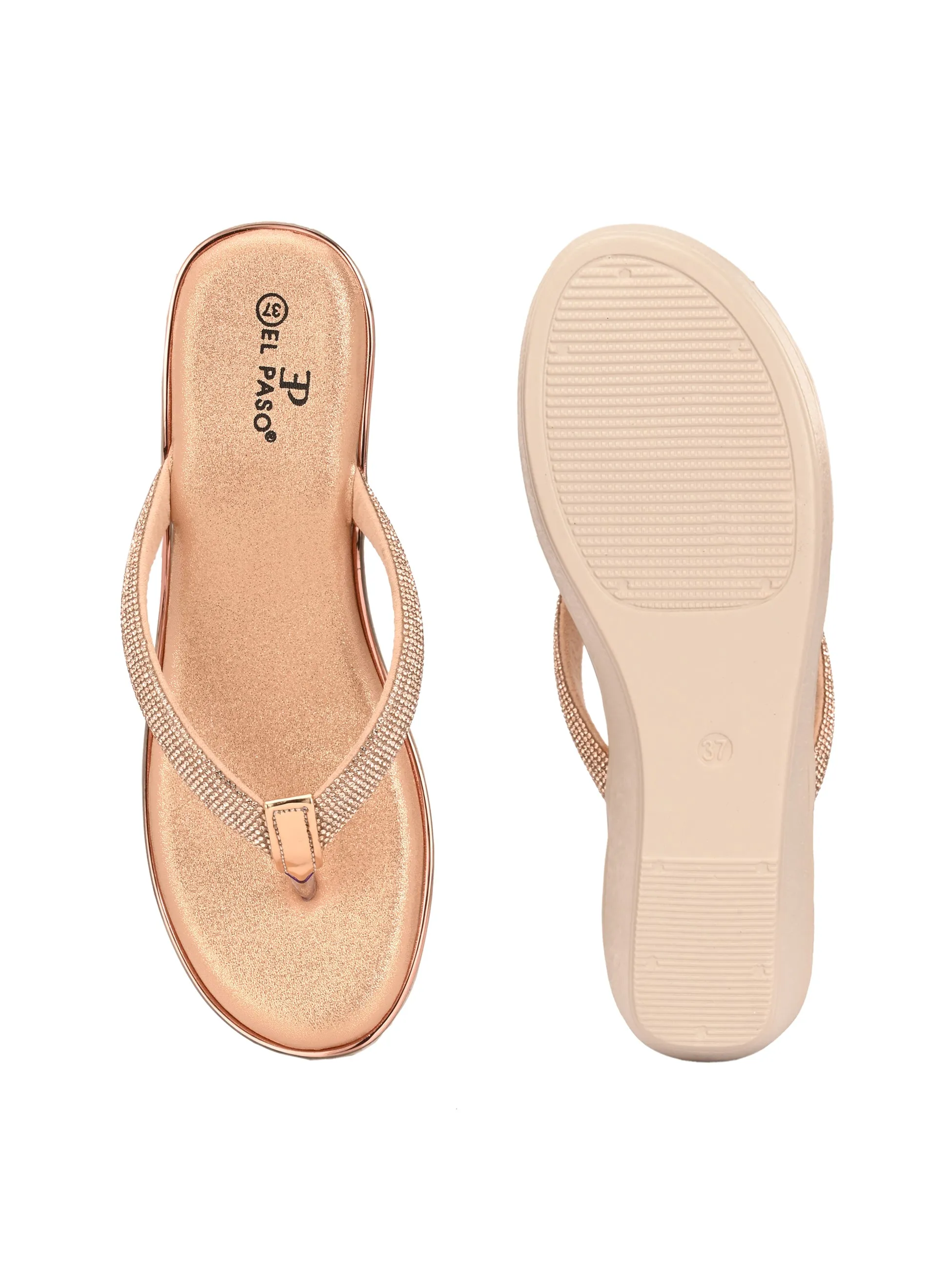El Paso Women Embellished Wedge Heel Sandals
