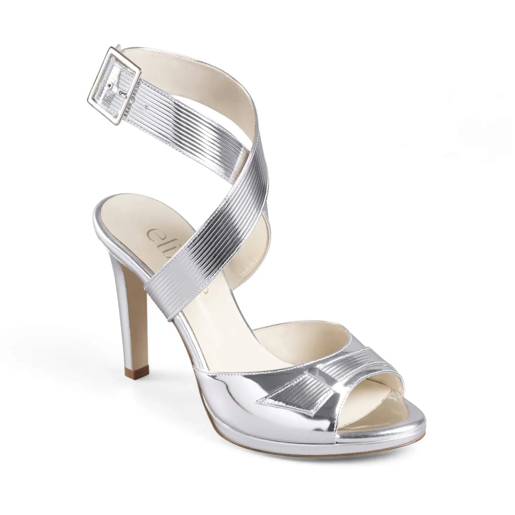 Elizee Fiorella Sandal - Silver Mirrored Leather Platform Heels