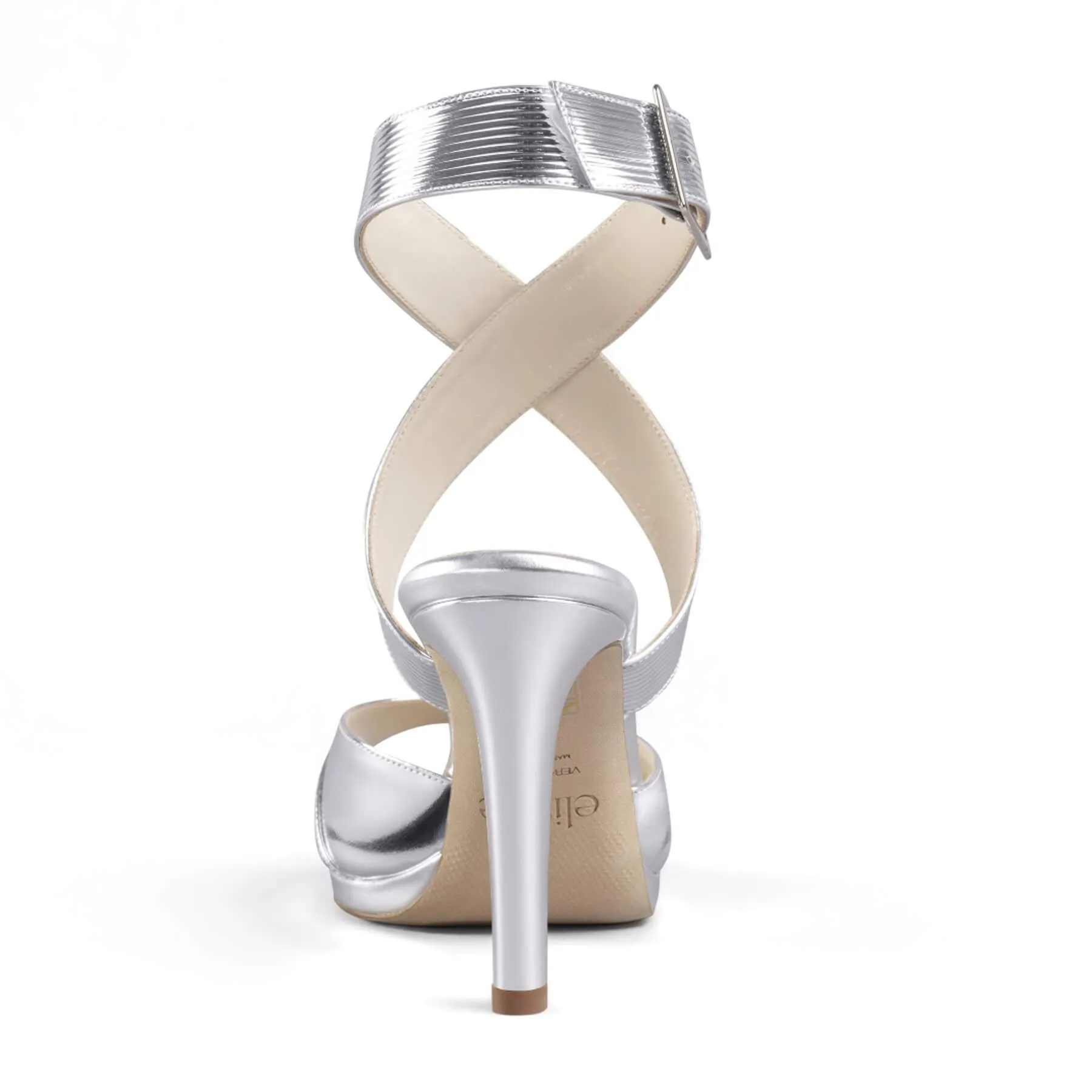 Elizee Fiorella Sandal - Silver Mirrored Leather Platform Heels