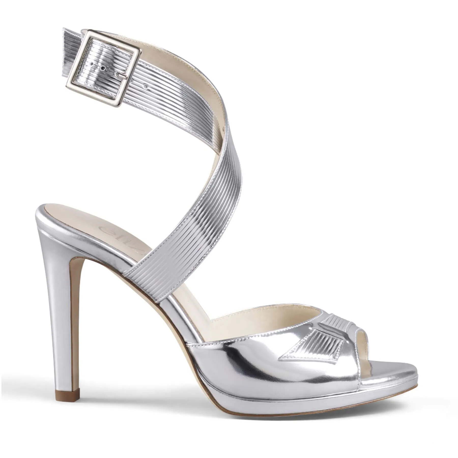 Elizee Fiorella Sandal - Silver Mirrored Leather Platform Heels
